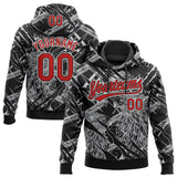 Custom Stitched Black Red Gray-White 3D Pattern Design Animal Eagle Sports Pullover Sweatshirt Hoodie