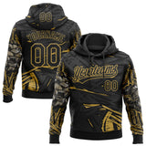 Custom Stitched Black Gray-Old Gold 3D Pattern Design Animal Lion Sports Pullover Sweatshirt Hoodie