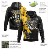 Custom Stitched Black Yellow Gray-White 3D Pattern Design Animal Tiger Sports Pullover Sweatshirt Hoodie