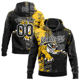 Custom Stitched Black Yellow Gray-White 3D Pattern Design Animal Tiger Sports Pullover Sweatshirt Hoodie