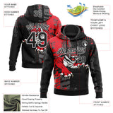 Custom Stitched Black Red Gray-White 3D Pattern Design Animal Tiger Sports Pullover Sweatshirt Hoodie