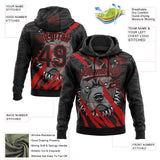 Custom Stitched Black Red Gray-White 3D Pattern Design Animal Pitbull Dog Sports Pullover Sweatshirt Hoodie