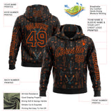 Custom Black Orange 3D Pattern Design Western Cowboy Tribal Ethnic Sports Pullover Sweatshirt Hoodie