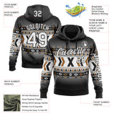 Custom Black White-Gray 3D Pattern Design Western Cowboy Tribal Ethnic Sports Pullover Sweatshirt Hoodie