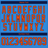 Custom Powder Blue Orange Navy-White 3D Splash Hockey Lace Neck Jersey