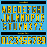 Custom Sky Blue Yellow Black-White 3D Splash Hockey Lace Neck Jersey