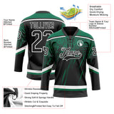 Custom Black Kelly Green-White 3D Splash Hockey Lace Neck Jersey