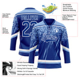 Custom Royal Light Blue-White 3D Splash Hockey Lace Neck Jersey