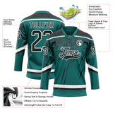 Custom Teal Black-White 3D Splash Hockey Lace Neck Jersey