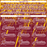 Custom Crimson Yellow-White 3D Splash Hockey Lace Neck Jersey