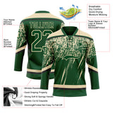 Custom Green Cream-Black 3D Splash Hockey Lace Neck Jersey