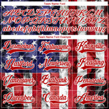 Custom Red Royal-White 3D American Flag Hockey Lace Neck Jersey