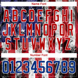 Custom Red Royal-White 3D American Flag Hockey Lace Neck Jersey