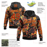 Custom Black Red-Yellow 3D Abstract Flame Sports Pullover Sweatshirt Hoodie