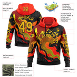 Custom Red Yellow-Black 3D Abstract Flame Sports Pullover Sweatshirt Hoodie