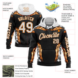 Custom Black White-Bay Orange 3D Abstract Flame Sports Pullover Sweatshirt Hoodie