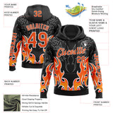 Custom Black Orange-White 3D Abstract Flame Sports Pullover Sweatshirt Hoodie