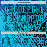 Custom Lakes Blue Black 3D Abstract Flame Sports Pullover Sweatshirt Hoodie