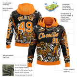 Custom Black Bay Orange-White 3D Abstract Flame Sports Pullover Sweatshirt Hoodie