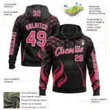 Custom Black Neon Pink-White 3D Abstract Flame Sports Pullover Sweatshirt Hoodie