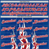 Custom Royal Red-White 3D Abstract Flame Sports Pullover Sweatshirt Hoodie