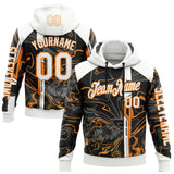 Custom Black White-Bay Orange 3D Abstract Flame Sports Pullover Sweatshirt Hoodie