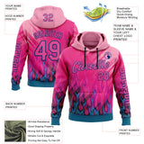 Custom Pink Blue-Royal 3D Abstract Flame Sports Pullover Sweatshirt Hoodie