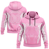 Custom Light Pink White 3D Abstract Flame Sports Pullover Sweatshirt Hoodie