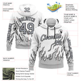 Custom White Gray-Black 3D Abstract Flame Sports Pullover Sweatshirt Hoodie