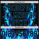 Custom Black Sky Blue 3D Abstract Flame Sports Pullover Sweatshirt Hoodie