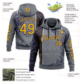 Custom Gray Yellow-Dark Purple 3D Abstract Flame Sports Pullover Sweatshirt Hoodie