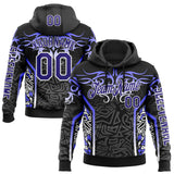 Custom Black Dark Purple Gray-White 3D Abstract Flame Sports Pullover Sweatshirt Hoodie