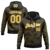 Custom Stitched Black Gold-White 3D Pattern Design Curve Lines Sports Pullover Sweatshirt Hoodie