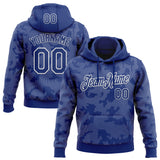 Custom Stitched Royal White 3D Pattern Design Curve Lines Sports Pullover Sweatshirt Hoodie