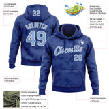 Custom Stitched Royal Light Blue-White 3D Pattern Design Curve Lines Sports Pullover Sweatshirt Hoodie