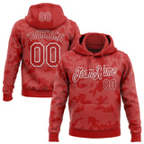 Custom Stitched Red White 3D Pattern Design Curve Lines Sports Pullover Sweatshirt Hoodie