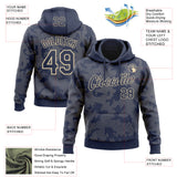 Custom Stitched Navy Cream 3D Pattern Design Curve Lines Sports Pullover Sweatshirt Hoodie