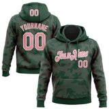 Custom Stitched Green Medium Pink-White 3D Pattern Design Curve Lines Sports Pullover Sweatshirt Hoodie