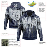 Custom Stitched Navy Silver-White 3D Pattern Design Dripping Splatter Sports Pullover Sweatshirt Hoodie