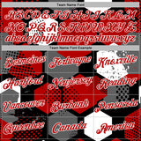 Custom Stitched Black Red-White 3D Pattern Design Geometric Shape Sports Pullover Sweatshirt Hoodie