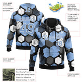 Custom Stitched Black Light Blue-White 3D Pattern Design Geometric Shape Sports Pullover Sweatshirt Hoodie