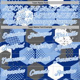 Custom Stitched Royal Light Blue-White 3D Pattern Design Geometric Shape Sports Pullover Sweatshirt Hoodie