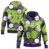 Custom Stitched Purple Neon Green-White 3D Pattern Design Geometric Shape Sports Pullover Sweatshirt Hoodie