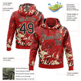 Custom Stitched Red Black-Cream 3D Pattern Design Splash Sports Pullover Sweatshirt Hoodie