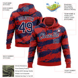 Custom Stitched Red Navy-White 3D Pattern Design Splash Torn Paper Style Sports Pullover Sweatshirt Hoodie