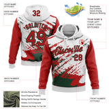 Custom Stitched White Red-Green 3D Pattern Design Abstract Fragment Art Splash Sports Pullover Sweatshirt Hoodie