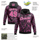 Custom Stitched Black Pink-White 3D Pattern Design Line Sports Pullover Sweatshirt Hoodie
