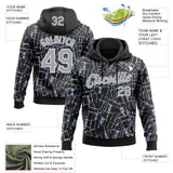 Custom Stitched Black Gray-White 3D Pattern Design Line Sports Pullover Sweatshirt Hoodie