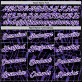 Custom Stitched Black Purple-White 3D Pattern Design Line Sports Pullover Sweatshirt Hoodie