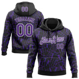 Custom Stitched Black Purple-White 3D Pattern Design Line Sports Pullover Sweatshirt Hoodie